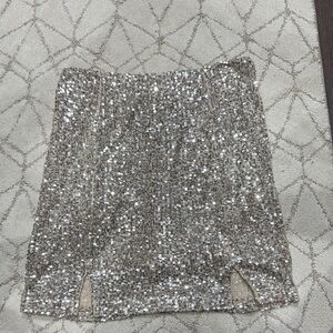 Love on a Hanger Glittering Silver Mini Skirt